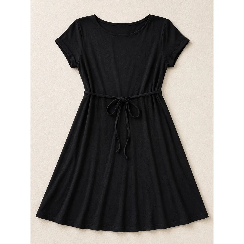 Michael Kors Black Sequin Shoulder Empire Waist Mini Dress   S